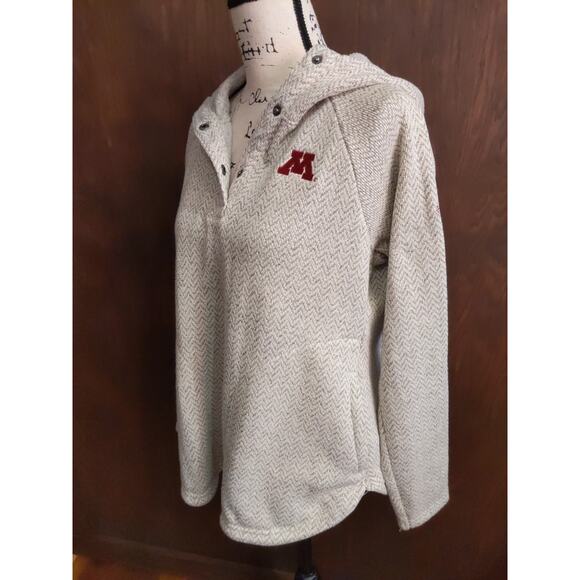 University Of Minnesota Large Womens Gray Sweatshirt Embroidered Logo Hoodie - Picture 2 of 11